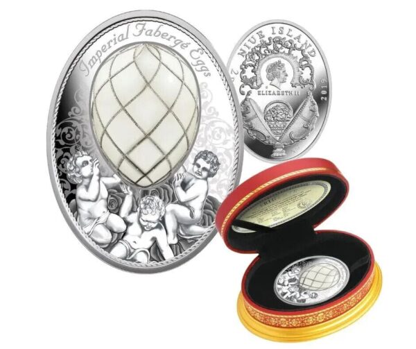 2019 $2 Diamond Trellis Egg Imperial Faberge Silver Coin