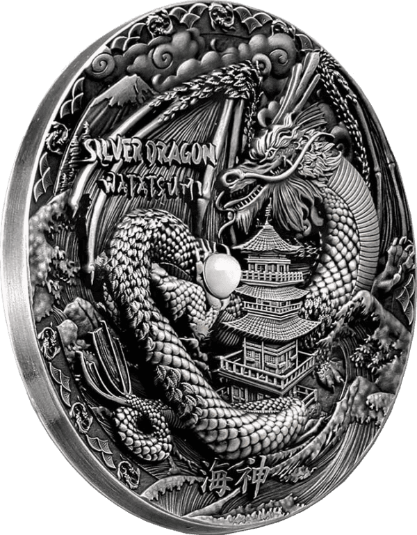 2021 $2 Japanese Dragon Watatsumi Pearl 2oz Silver Coin - Image 3