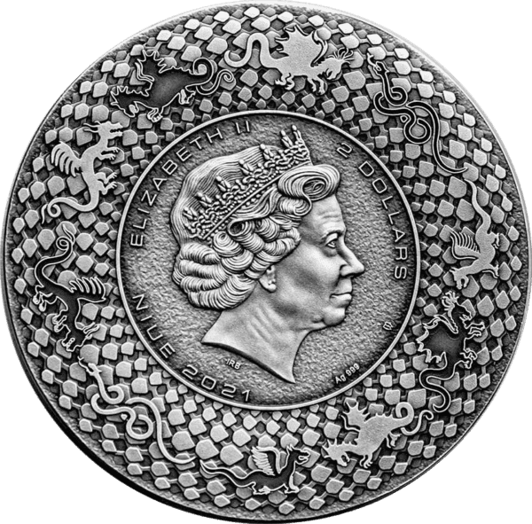 2021 $2 Japanese Dragon Watatsumi Pearl 2oz Silver Coin - Image 4