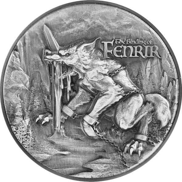 2021 The Binding of Fenrir 2oz Silver 11.5oz Copper Bimetal Antiqued Coin