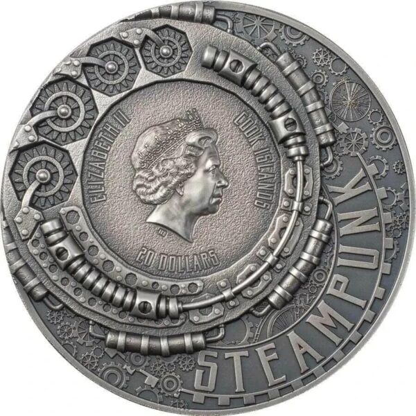 2021 $20 Steampunk 3oz Silver Antiqued Coin - Image 3