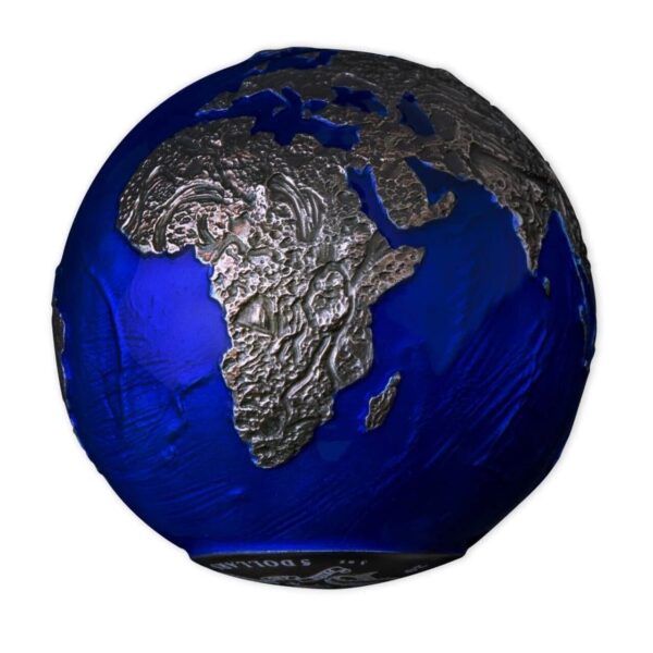 2021 $5 Blue Marble Earth At Night Spherical 3oz Silver Coin - Image 3