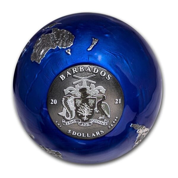 2021 $5 Blue Marble Earth At Night Spherical 3oz Silver Coin - Image 4