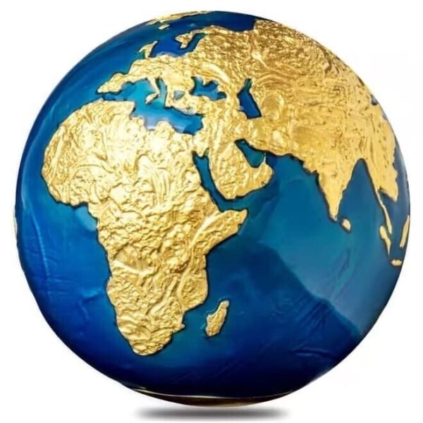 2021 $5 Blue Marble Gold Plating Earth Spherical 3oz Silver Coin - Image 4