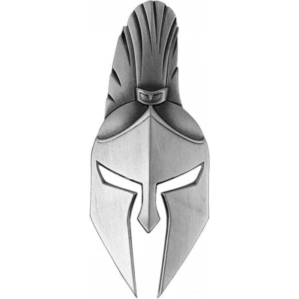 2021 $2 Ancient Warriors Spartan Mask 2oz Silver Antiqued Coin - Image 2