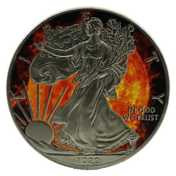 2020 Art Colour Collection Eagle Fire 1oz Silver Coin