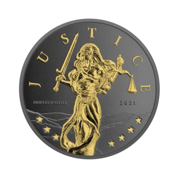 2021 £1 Justice: Her Majesty Ruthenium Edition 1oz Silver Coin