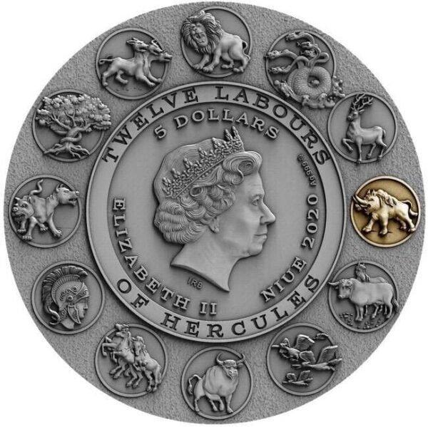 2020 $5 Twelve Labours Of Hercules Erymanthian Boar 2oz Silver Coin - Image 2