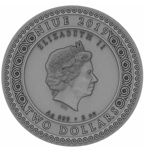 2019 $2 It Goddesses: Artemis 2oz Silver Antiqued Coin - Image 2