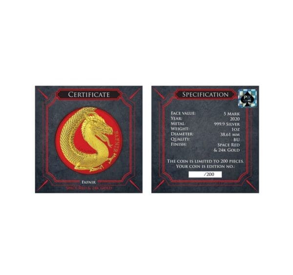 2020 Fafnir Geminus Space Red Germania Beasts 1oz Silver Coin - Image 3