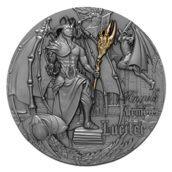 2021 $5 Angels and Demons Lucifer 2oz Silver Antiqued Coin