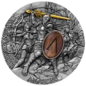 2019 $5 Amazon Woman Warrior 2oz Silver Antiqued Coin
