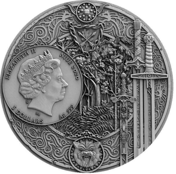 2020 $5 The Witcher Sword Of Destiny 2oz Silver Coin - Image 2