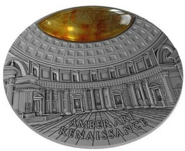 2017 $5 Renaissance Series Amber Art 2oz Silver Coin - Image 2