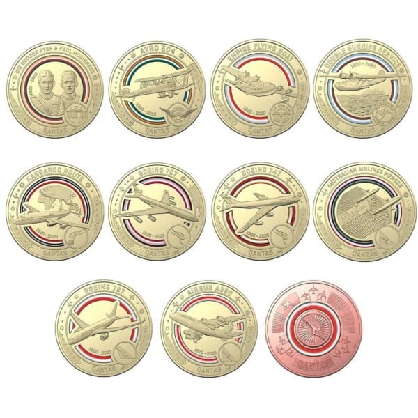 2020 $1 QANTAS Centenary 11 Coin Proof Set In Collectors Case - Image 2