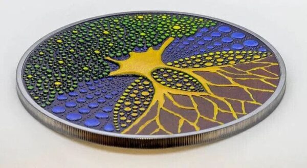 2020 $20 Tree Of Life Dot Art 3oz Silver Coin - Image 2