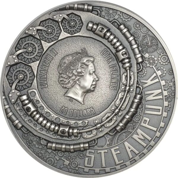 2020 $20 Steampunk 3oz Silver Antiqued Coin - Image 2