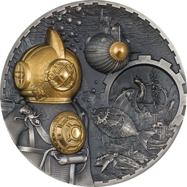 2022 $20 Steampunk 3oz Nautilus Silver Gilded Coin