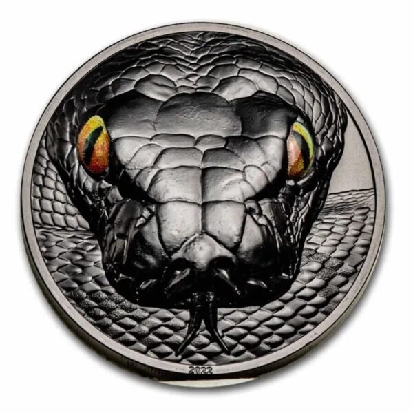 2022 $10 Python Hunters by Night Obsidian Black 2oz Proof Silver Coin