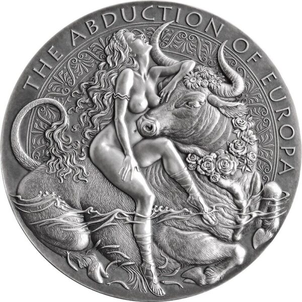 2022 The Abduction of Europa Celestial Beauty 2oz Silver Antiqued Coin