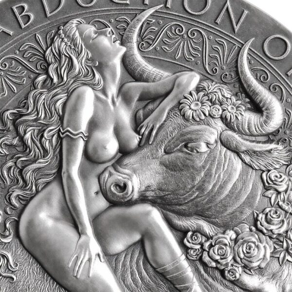 2022 The Abduction of Europa Celestial Beauty 2oz Silver Antiqued Coin - Image 3