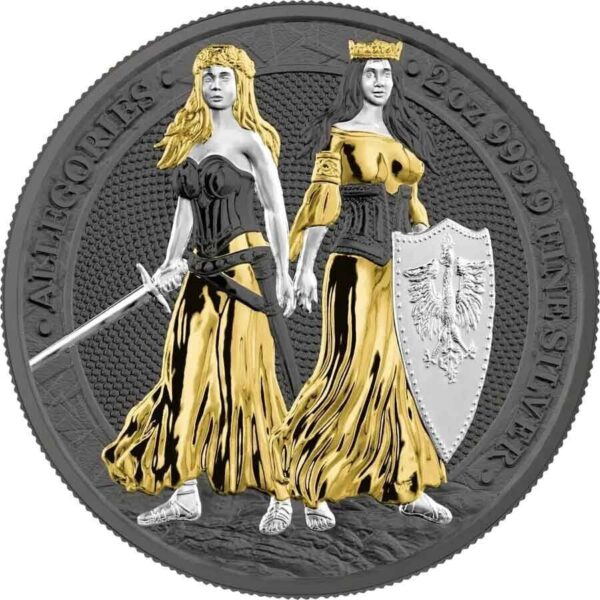 2022 10 Marks WMF Allegories Polonia & Germania 2oz Silver Coin