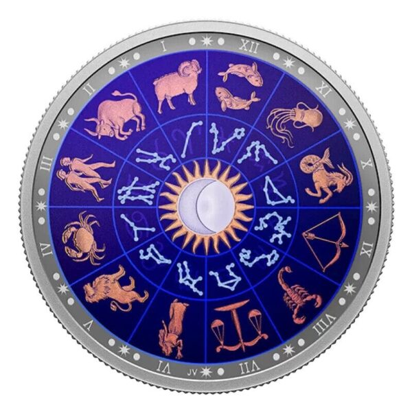 2022 $30 Signs of the Zodiac 2oz Silver Glow in The Dark Coin - Image 3