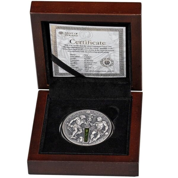 2022 $5 Hermes & Mercury Ancient Gods 2oz Silver Coin - Image 5