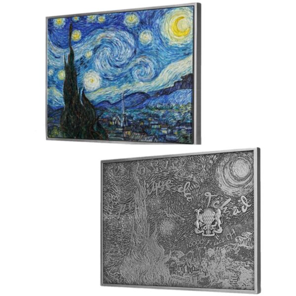 2021 Starry Night By Vincent Van Gogh 2oz Silver 33.5oz Copper Coin - Image 6