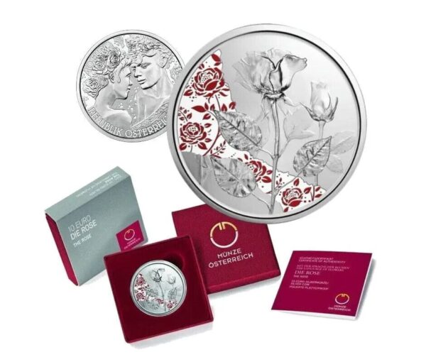 2021 €10 The Language of Flowers Rose Coloured 1/2oz Silver Coin - Image 2