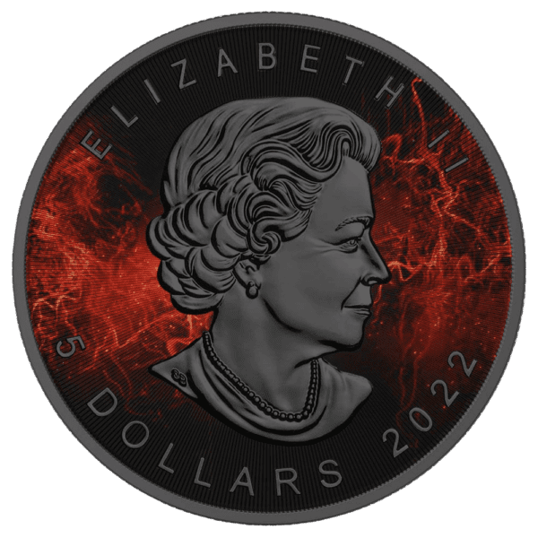 2022 $5 Dark Bat Bejeweled Maple Leaf 1oz Silver Coin - Image 3