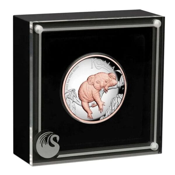 2022 $8 Australian Koala 5oz Silver Rose Gilded Coin - Image 2