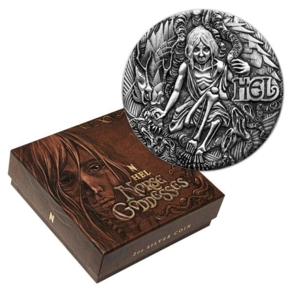 2017 Hel Norse Goddesses 2oz Silver Antiqued Coin - Image 3