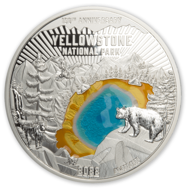 2022 $5 Colours Of Nature 150th Anniversary Yellowstone National Park 150g Coin