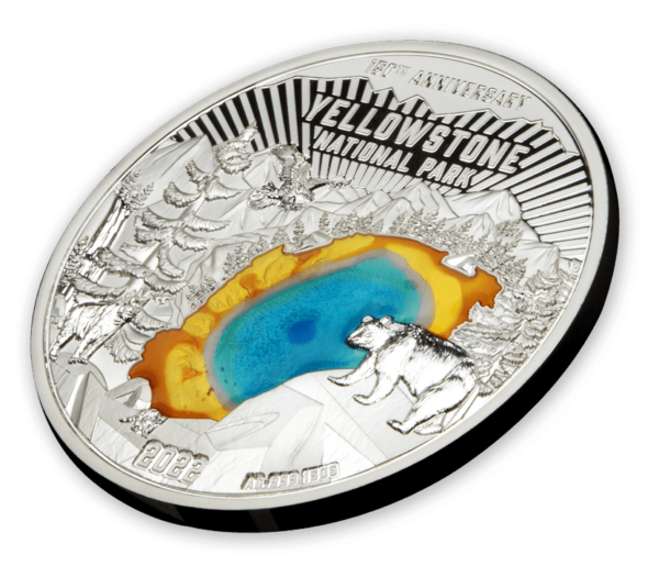 2022 $5 Colours Of Nature 150th Anniversary Yellowstone National Park 150g Coin - Image 2