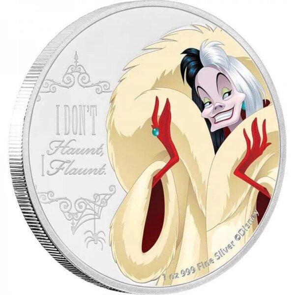 2018 $2 Disney Villains Cruella de Vil 1oz Silver Coin