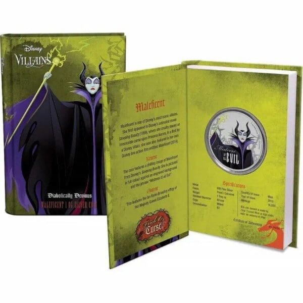 2018 $2 Disney Villains Maleficent 1oz Silver Coin - Image 3