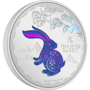 2023 $2 Lunar Series Year of the Rabbit 1oz Silver Coloured Proof
