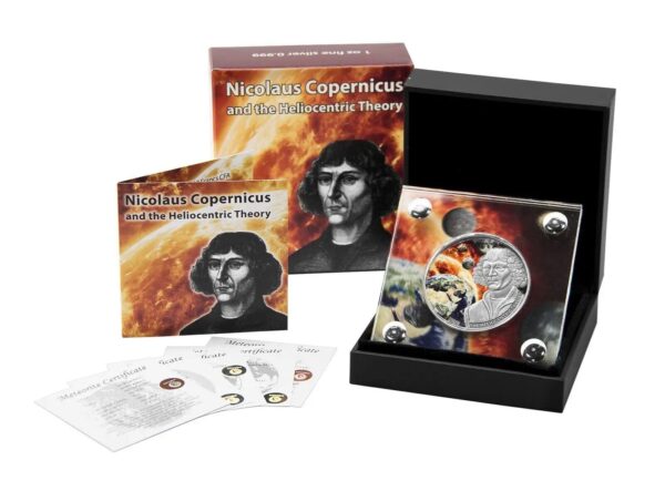 2016 Heliocentric Theory Nicolaus Copernicus With Meteorite 1oz Silver Coin - Image 3