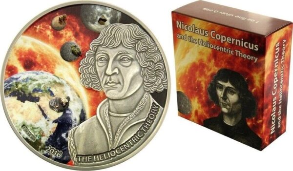 2016 Heliocentric Theory Nicolaus Copernicus With Meteorite 1oz Silver Coin - Image 4