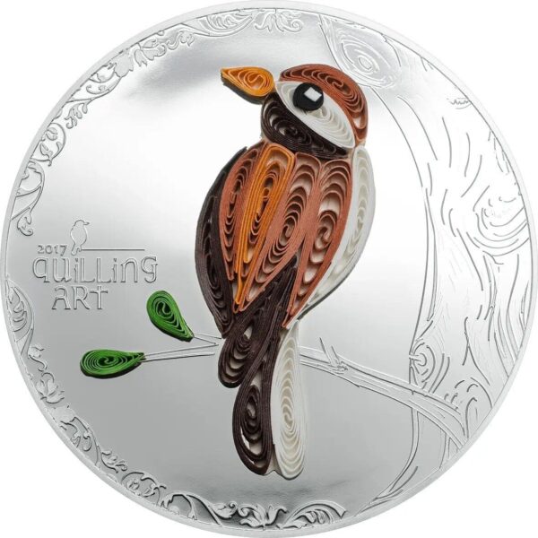 2017 $2 Quilling Art Bird Handmade 1/2oz Silver Proof Coin