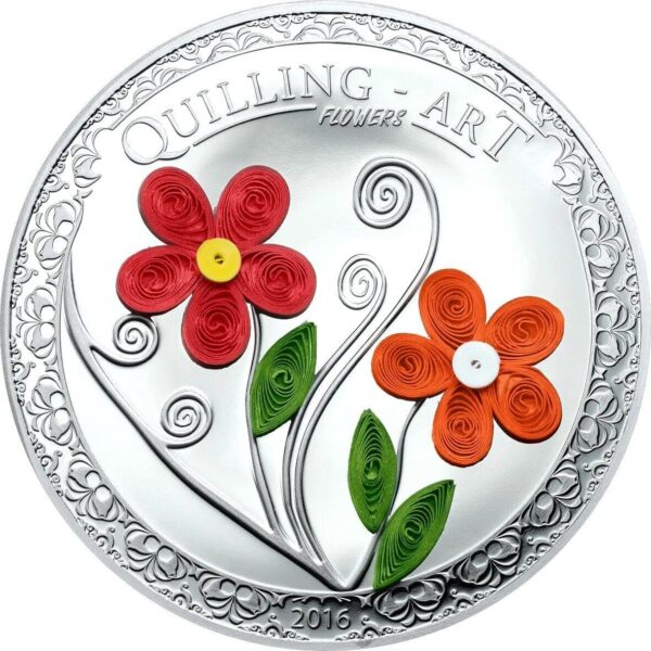 2016 $2 Quilling Art Flowers 1/2oz Silver Proof Coin