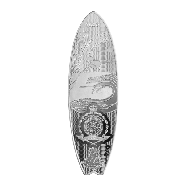 2023 $2 Drew Brophy Surfboards The Enforcer 1oz Silver Coin - Image 2