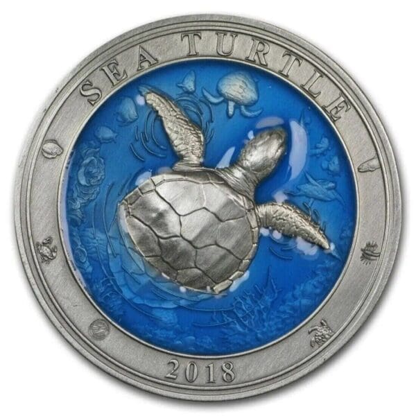 2018 $5 Sea Turtle Underwater World 3oz Silver Coin