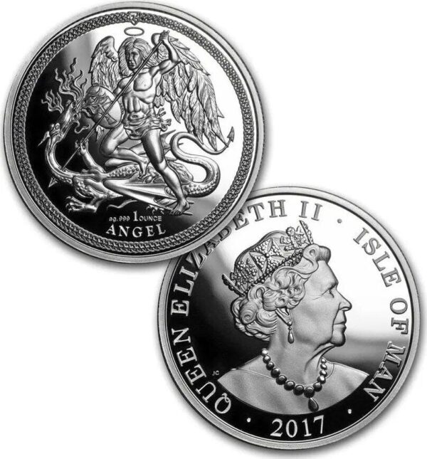 2017 Isle of Man 2-Coin Silver Angel Proof/Reverse Proof Set - Image 2