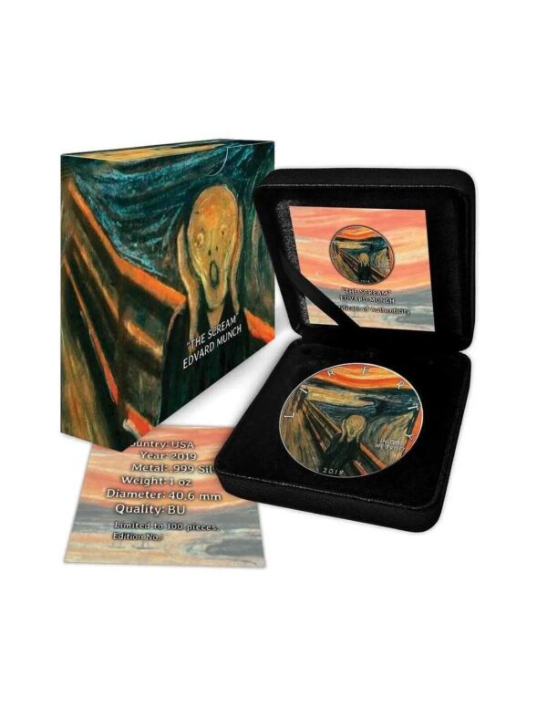 2019 $1 Scream Edvard Munch Walking Liberty 1oz Silver Coin - Image 3