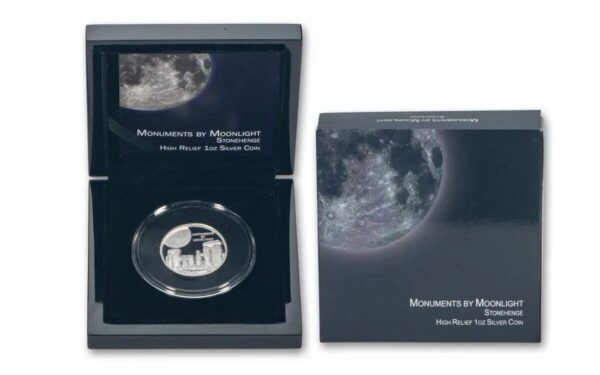 2019 $1 Monuments by Moonlight Stonehenge 1oz Silver Proof Coin - Image 4