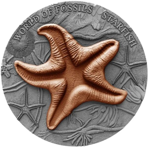 2019 $2 Starfish World of Fossils Gilded 2oz Silver Coin