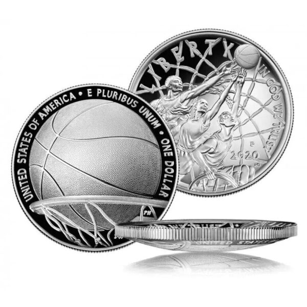 2020 $1 USA Basketball Hall Of Fame Concave Silver Proof Coin - Image 3