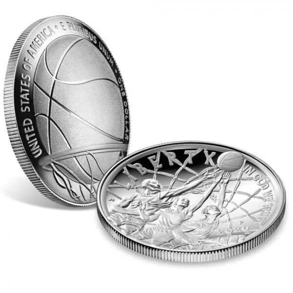 2020 $1 USA Basketball Hall Of Fame Concave Silver Proof Coin - Image 4